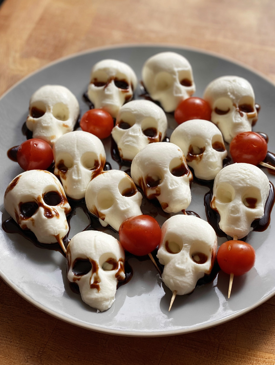 Halloween Caprese Salad Skewers.