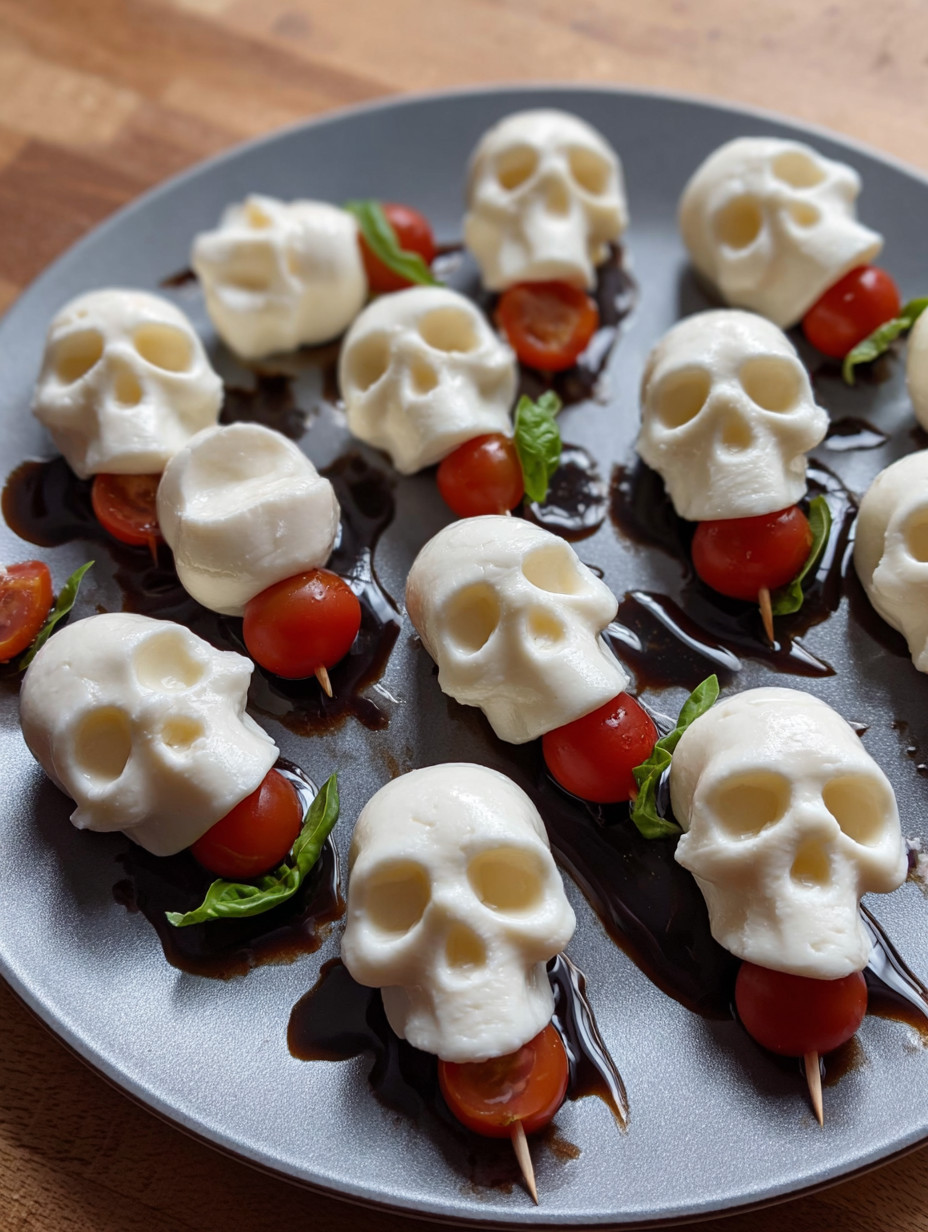 Halloween Caprese Salad Skewers.