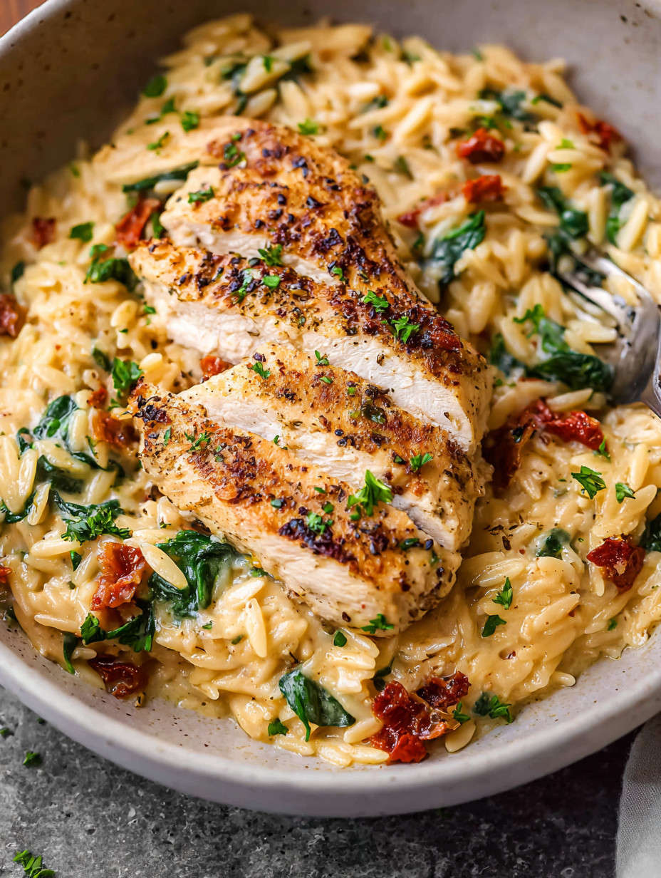 A bowl of chicken and pasta.