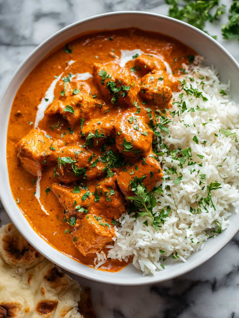 A bowl of Indian food with rice and meat.