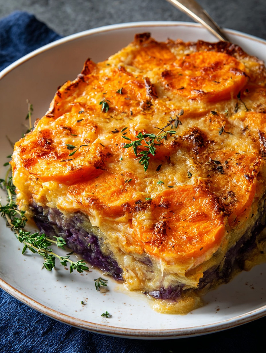 A dish made with sweet potatoes and cheese.