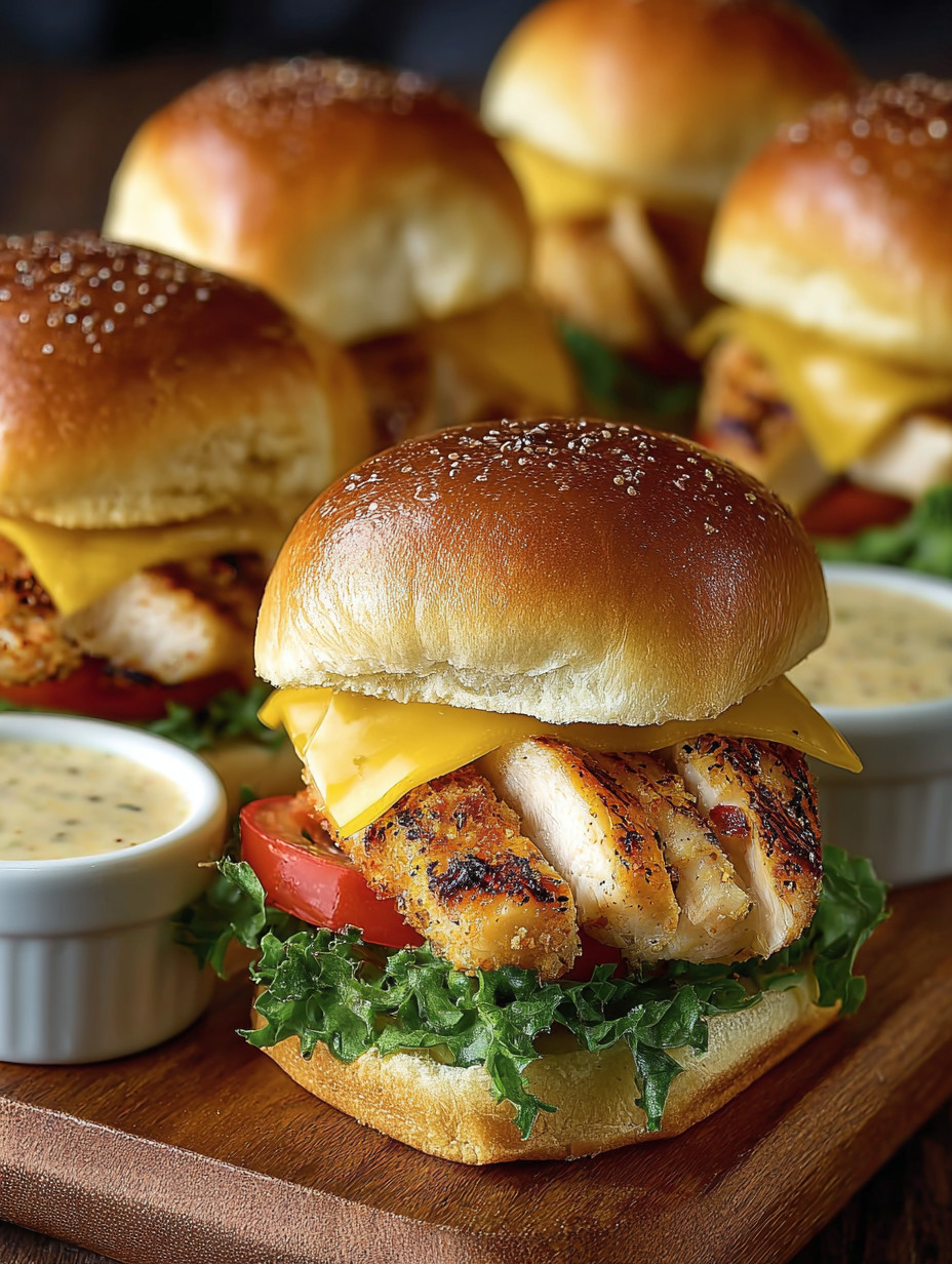 A close up of a honey mustard chicken slider.
