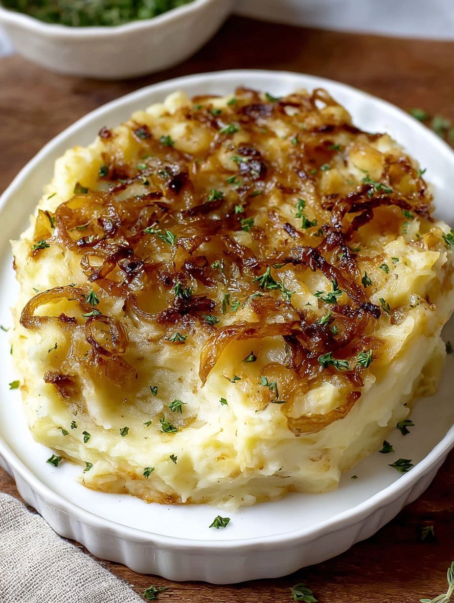 Twice baked French onion mashed potatoes.