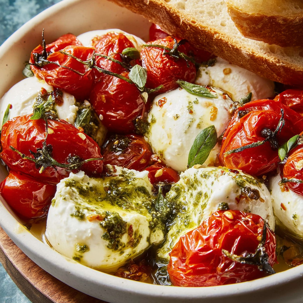 A plate of food with tomatoes and cheese.