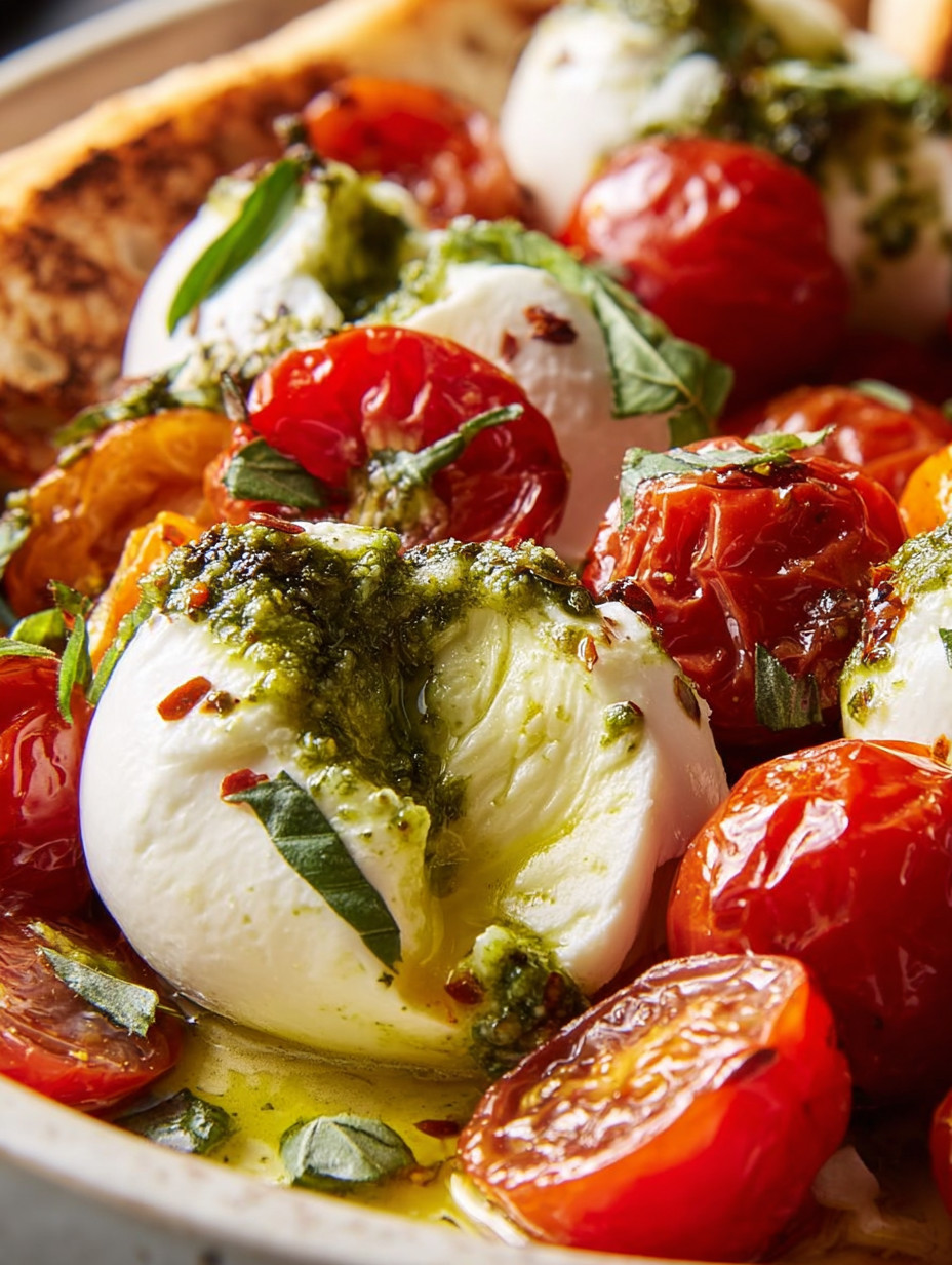 A plate of food with tomatoes and cheese.