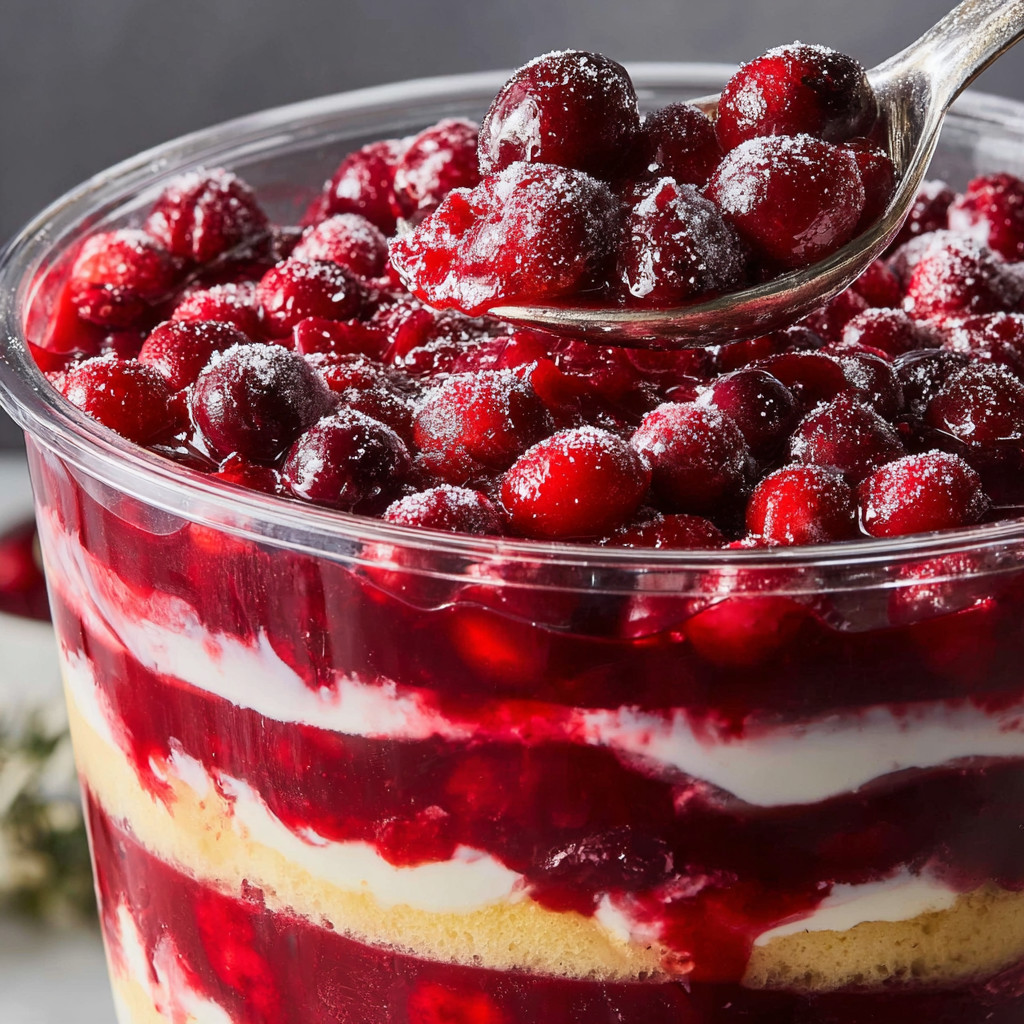 A close up of a dessert with a spoon in it.