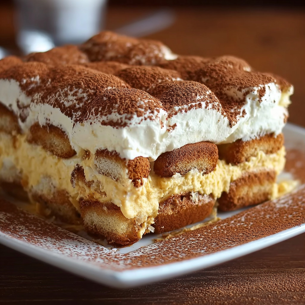 A slice of creamy pumpkin tiramisu.