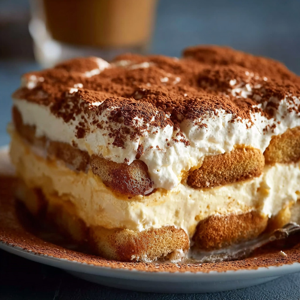 A slice of creamy pumpkin tiramisu.