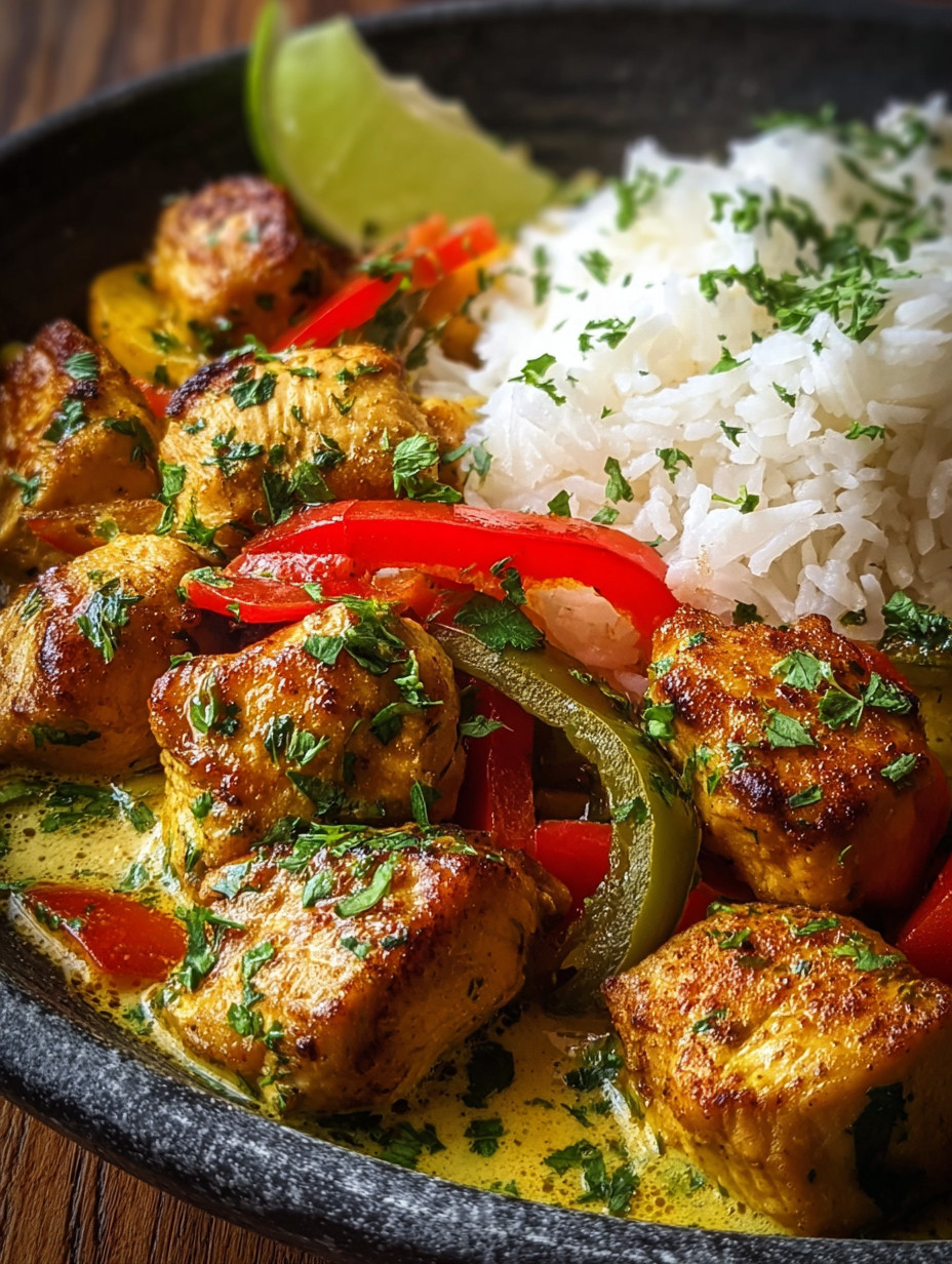 A dish of tropical Brazilian coconut chicken.