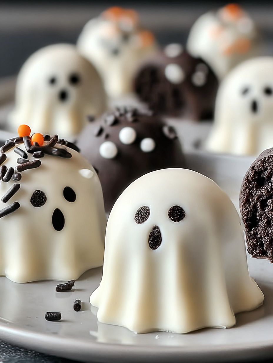 A plate of ghost oreo balls.
