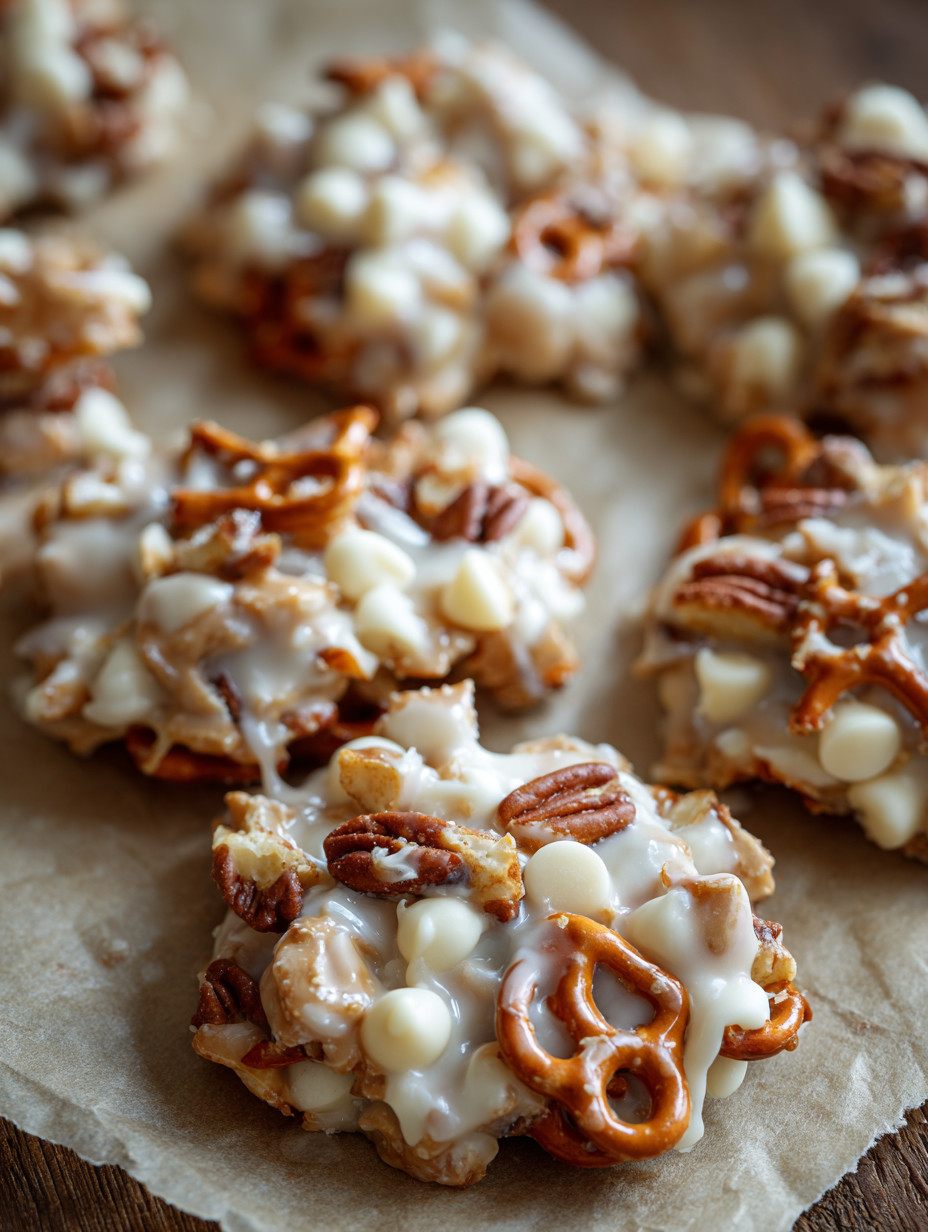 Ragtag candies with white icing and nuts.