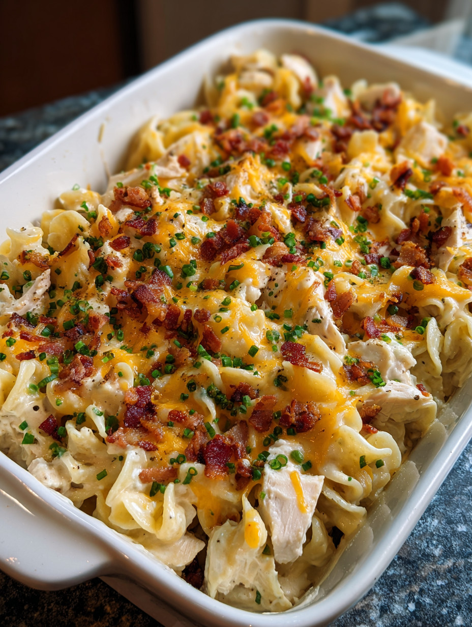 A casserole with bacon and cheese.