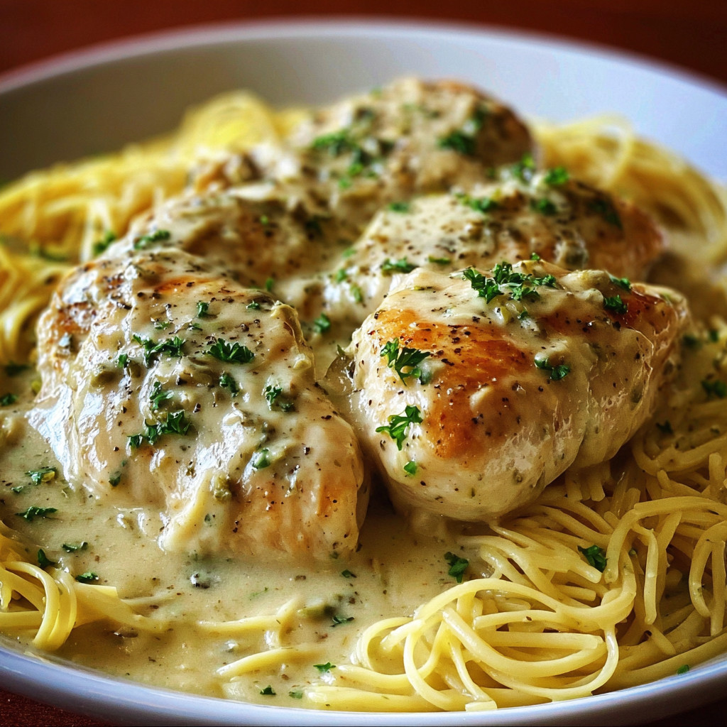 A plate of food with chicken and noodles.