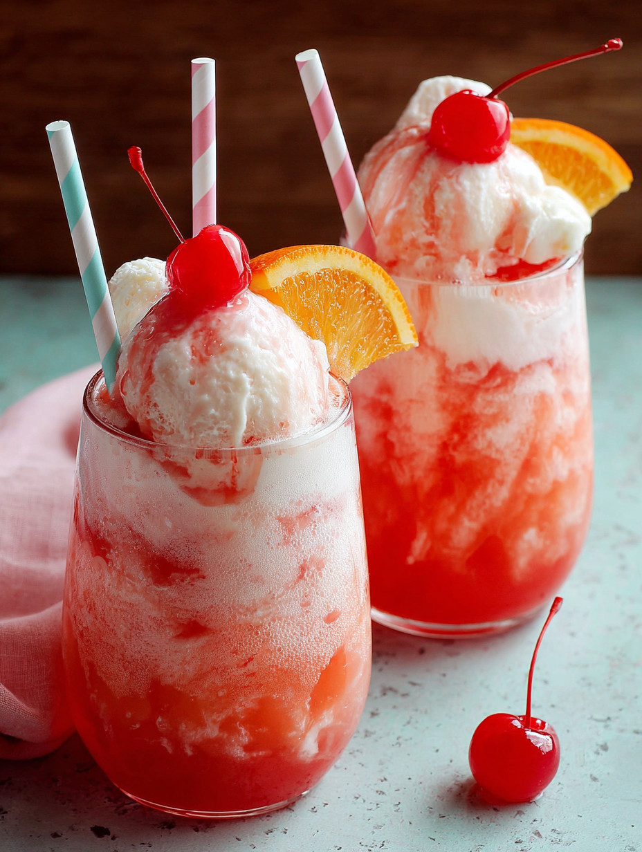 Two glasses of Shirley Temple floats.