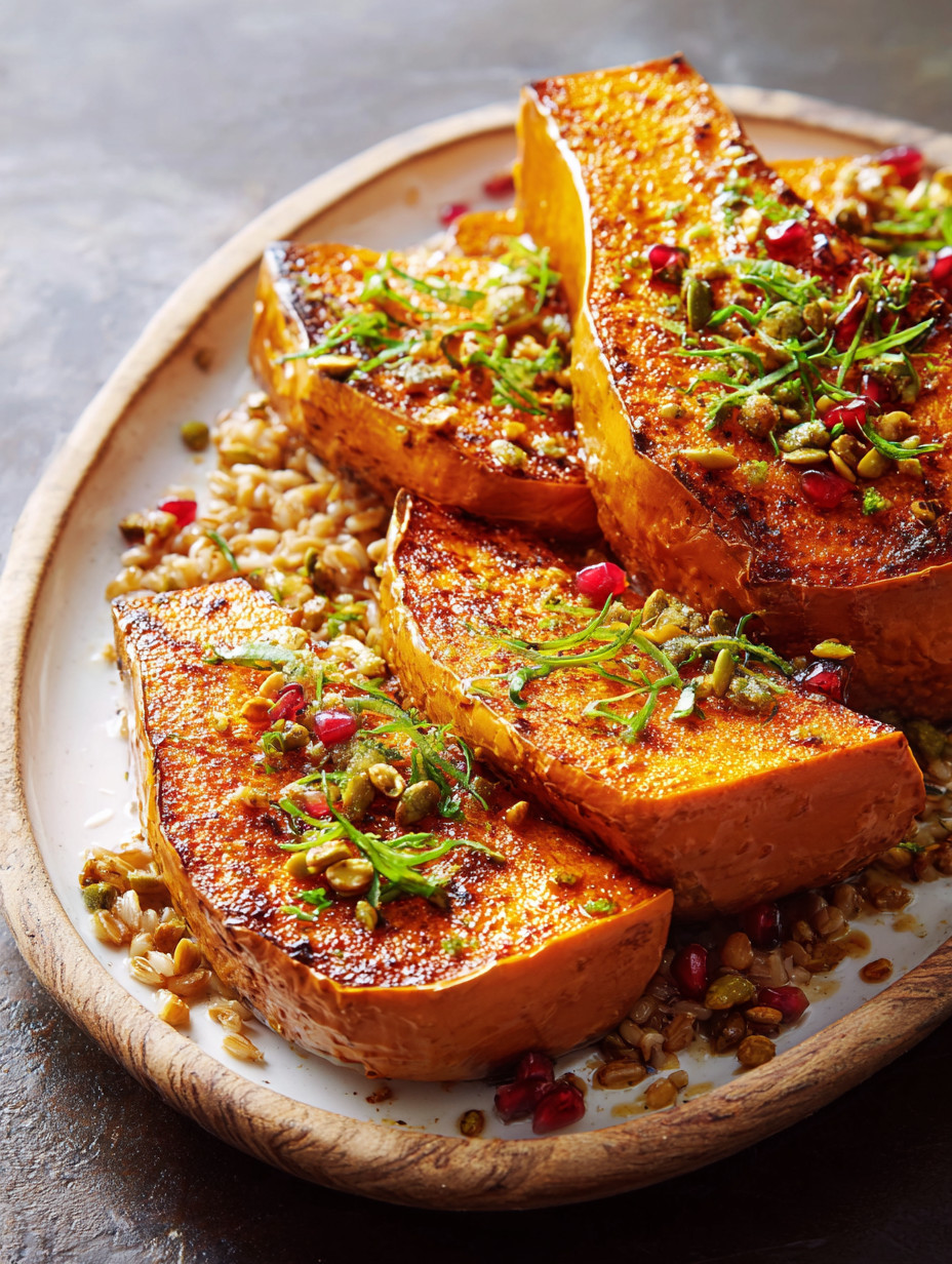 Butternut Squash Steaks with Rice and Herbs.