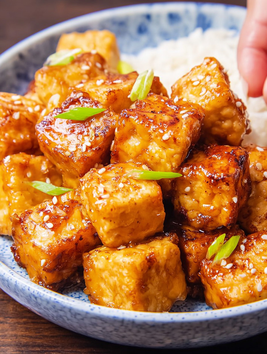 A plate of air fryer tofu.