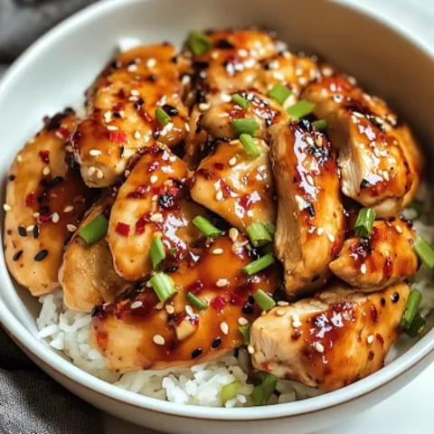 A bowl of honey garlic chicken.