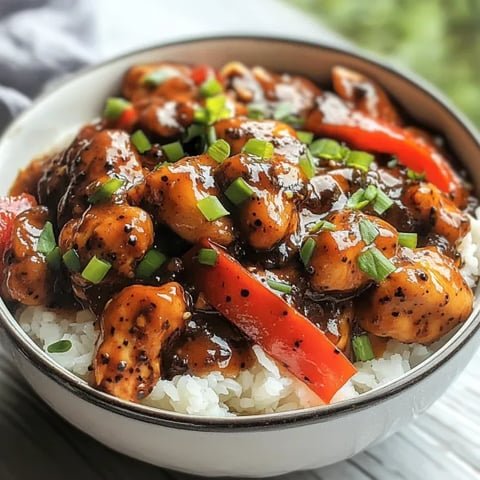 A bowl of black pepper chicken.