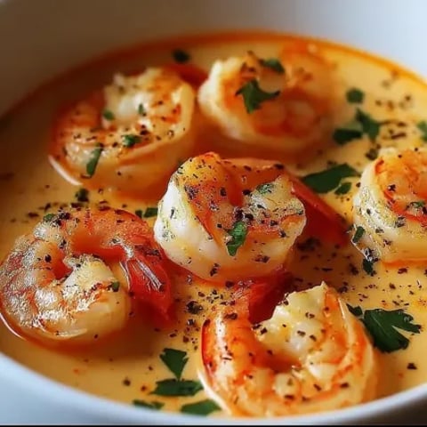 A bowl of shrimp soup.